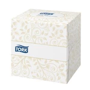 image of Original Tork Facial Tissues Cube 2 Ply 100 Sheets White Pack of 30