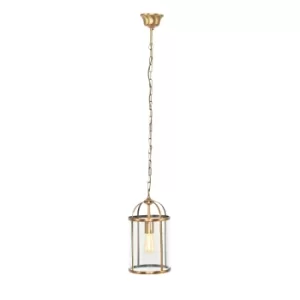 image of Pimpernel Cylindrical Pendant Ceiling Light Bronze Brushed, Glass Transparent