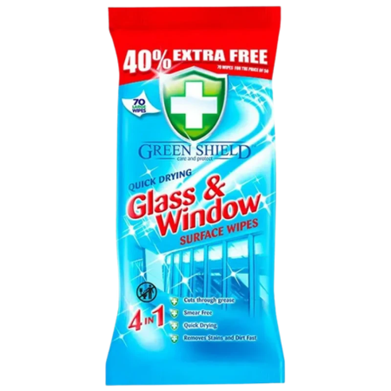 Image of Green Shield Glass & Window Cleaning Wipes 70 pcs 315673