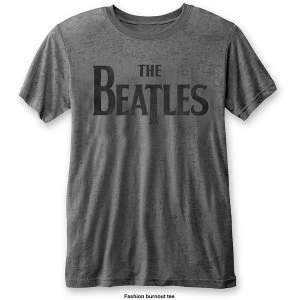 image of The Beatles - Drop T Logo Unisex Large T-Shirt - Grey