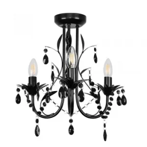 image of Odelia 3 Way Chandelier in Black with Black Droplets