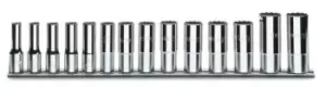 image of Beta Tools 910BL/SB 14pc 3/8" Square Drive Bi-Hex Long / Deep Socket Rail Set