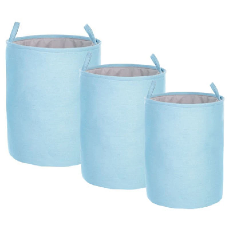 Image of Beliani Set Of 3 Baskets Archa Cotton Light Blue