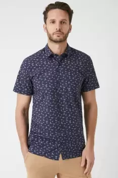 image of Navy Bird Conversational Print Shirt