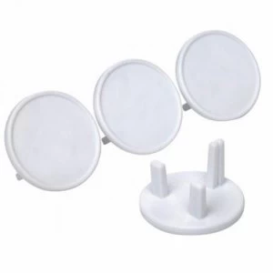 Image of Zexum UK 3 Pin Round Child and Baby Safety Electric Outlet Socket Covers - 50 Pack