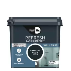 image of Maison Deco Refresh Bathroom Wall Tile Paint Charcoal Black - 750ml