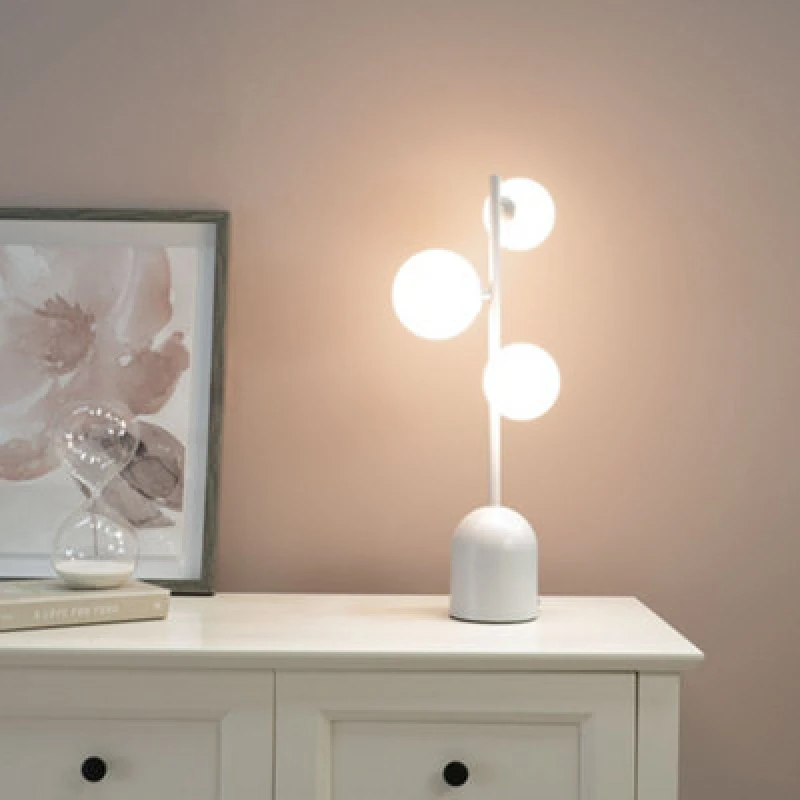 Image of VALUELIGHTS 3 Way Table Lamp Opaque Glass Globe Shades Living Room Bedroom Light LED Bulbs 26806