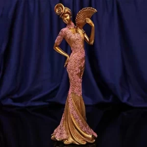 Image of Raffles Collection Lady Figurine Bronze & Pink Finish 34cm
