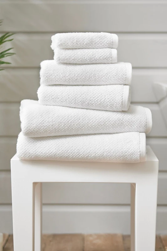 Image of Deyongs Deyongs Romeo Luxury Textured Quik Dri 100% Cotton Towels in White Size: Hand Towel White Hand Towel Unisex 5054990099747