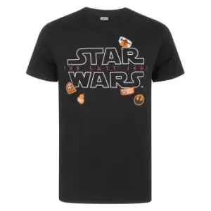 image of Star Wars Mens The Last Jedi Badges T-Shirt (L) (Black)