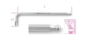 Image of Beta Tools 96BPINOX-AS Stainless Steel Ball Head Offset Hex Key Wrench 1/4"