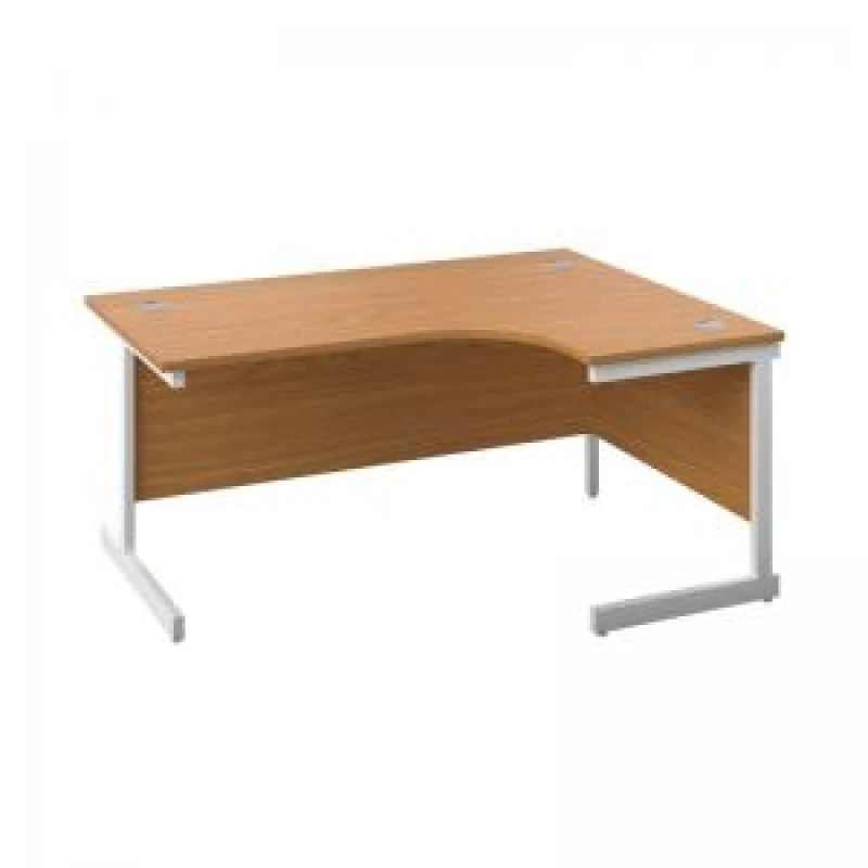Image of First Radial Right Hand Desk 1600x1200x730mm Nova Oak/White KF803119