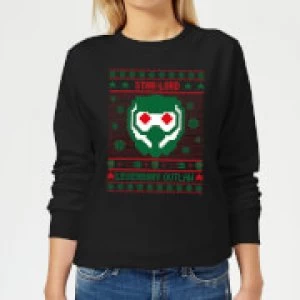 image of Guardians Of The Galaxy Star-Lord Pattern Womens Christmas Sweatshirt - Black