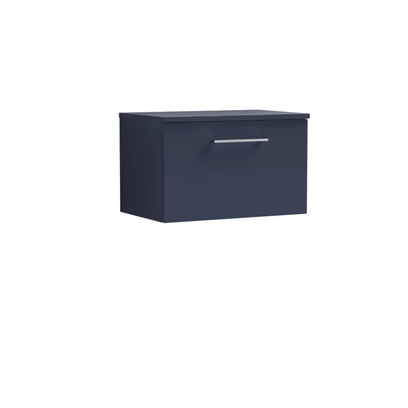 Image of Balterley Level 600mm Wall Hung 1 Drawer Vanity Unit & Worktop - Midnight Blue Blue Unisex