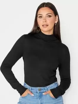 image of Long Tall Sally Black Roll Neck Jumper, Black, Size 14-16, Women