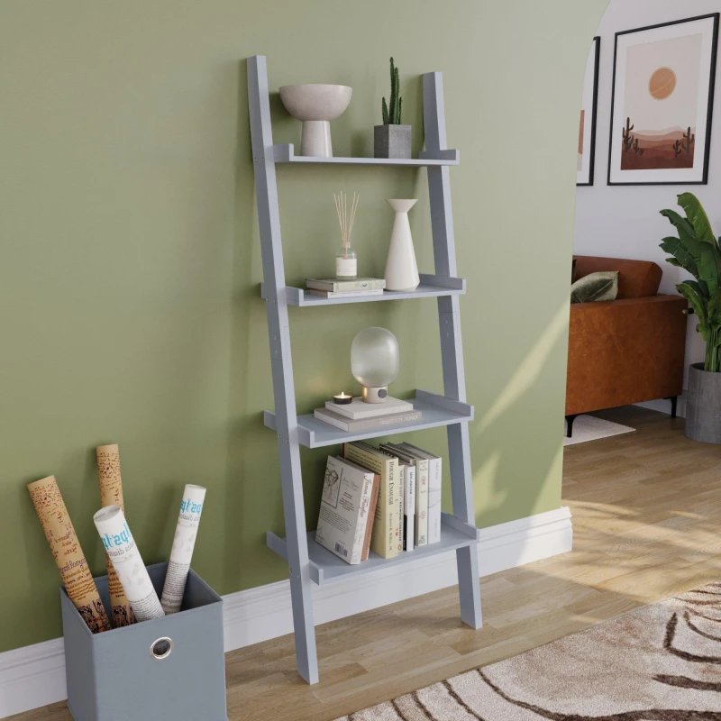 Image of Lassic Vida Designs York 4 Tier Ladder Bookcase Grey unisex 4 Tier