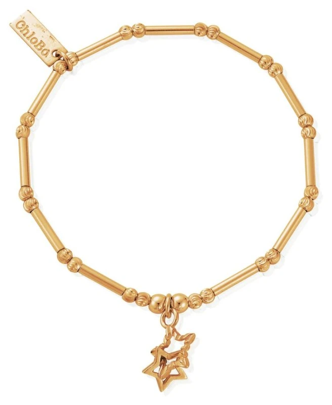 Image of ChloBo GBMCTN3407 Dainty Moon Cut Sparkle Interlocking Star Jewellery