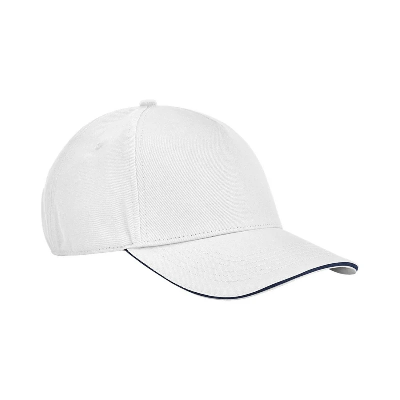 Image of Beechfield Beechfield Men Classic Cotton Sandwich Peak Cap in White White One Size Male 5063527237279