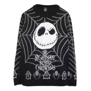 image of Nightmare Before Christmas Womens/Ladies Jack Skellington Web Knitted Jumper (XS) (Black/White)