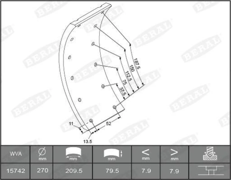 Image of Brake Lining Kit, drum brake BERAL KBL15030.0-1561