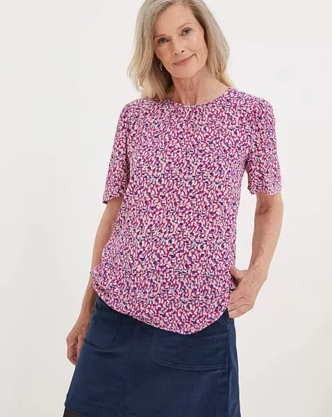Image of FatFace Lyndy Textured Animal Pink Blouse VLKKS
