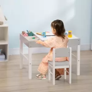 Image of Kids 2 in 1 Activity Play Table for Bricks w/Storage, Grey