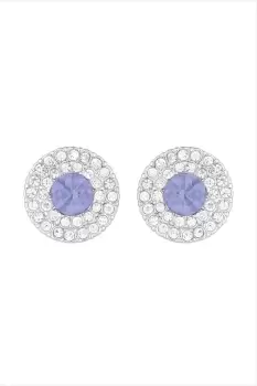 image of Silver Crystal Lavender Halo Stud Earrings