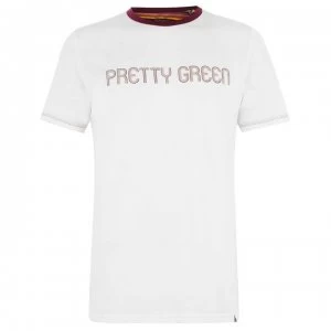 image of Pretty Green Courtney T-Shirt - White/Red