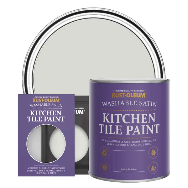 Image of Rust-Oleum Kitchen Tile Paint, Satin Finish - WINTER GREY - 750ml