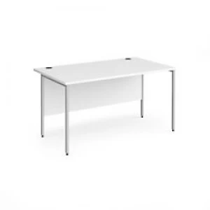 image of Dams International Rectangular Straight Desk with White MFC Top and Silver H-Frame Legs Contract 25 1400 x 800 x 725mm