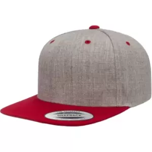 Image of Flexfit Unisex Two Tone Classic Snapback Cap (One Size) (Heather Grey/Maroon)