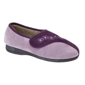 Image of Sleepers Womens/Ladies Gemma Touch Fastening Embroidered Slippers (3 UK) (Purple/Lilac)