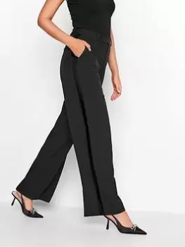 Image of Long Tall Sally Black Wide Leg Tuxedo Trouser 34inch, Black, Size 10, Length 36, Women