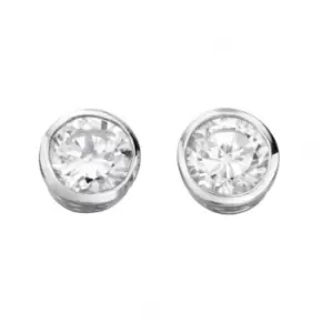 image of Beginnings Sterling Silver E2928C Clear Cz Round Stud Earrings