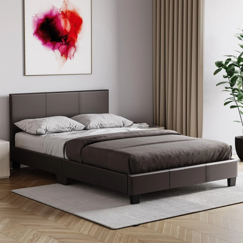 Image of Lassic Lisbon Small Double Faux Leather Bed UKFR Brown unisex S Double