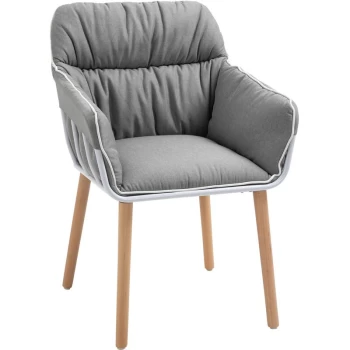 Image of Homcom - Contrast Piped Accent Chair Modern Home Seat w/ Wood Legs Padding Bedroom