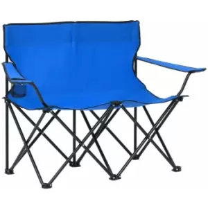 image of Vidaxl - 2-Seater Foldable Camping Chair Steel and Fabric Blue Blue