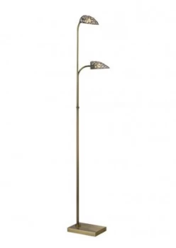 Image of Floor Lamp 2 Light Antique Brass, Crystal