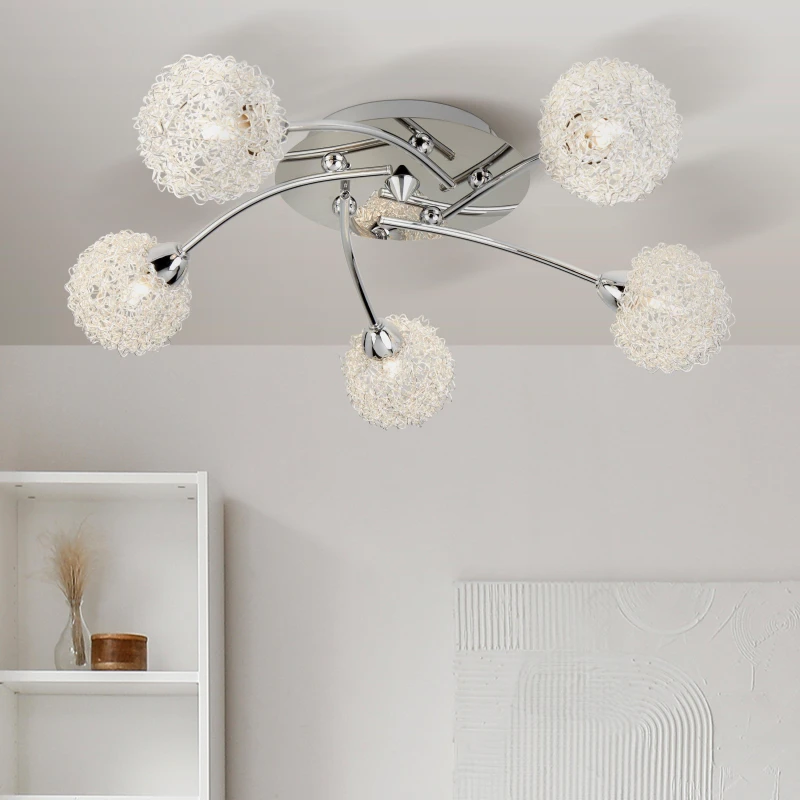 Image of Lighting Collection 5lt Ceiling Flush - Chrome & Aluminium Chrome unisex One Size