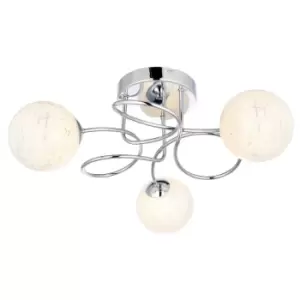 Image of Cesena Multi Arm Glass Semi Flush Ceiling Lamp, Chrome Plate, White Confetti Glass