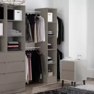 Image of Spacepro 5 Shelves Tower Unit with 1 Hanger Bar Stone 2100 x 450 x 500mm in Grey Steel/MFC