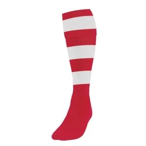 Image of Precision Hooped Football Socks Boys Red/White