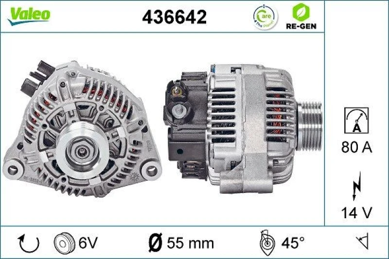 Image of VALEO 436642 Generator Alternator Charging Current: 80A, Voltage: 14V Alternator (4)