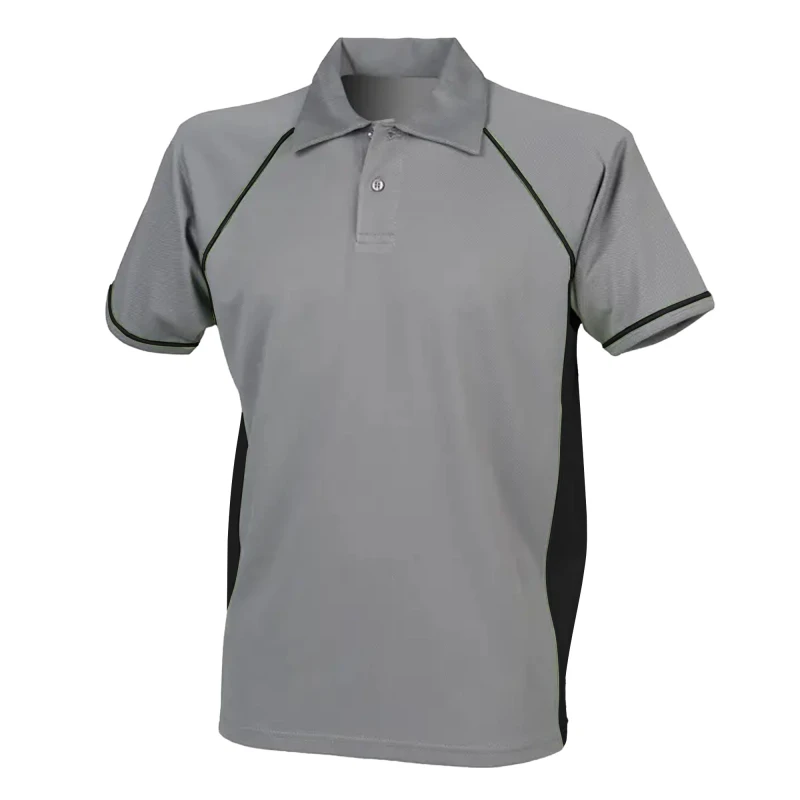 Image of Finden & Hales Mens Piped Performance Sports Polo Shirt in Mid Grey Size: XS Mid Grey Male XS