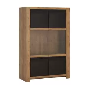 Havana 2 Door Display Cabinet In Lefkas Oak Effect With Matte Black Fronts