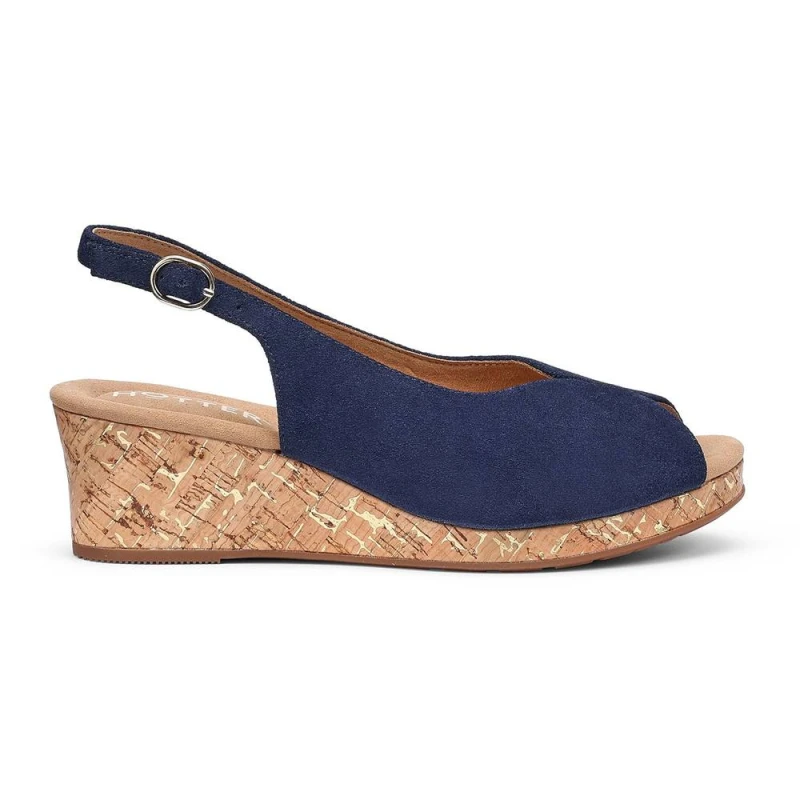 Image of Hotter Womens 'Atlantic' Wedge Sandals in Navy Size: 4 Navy Female 4