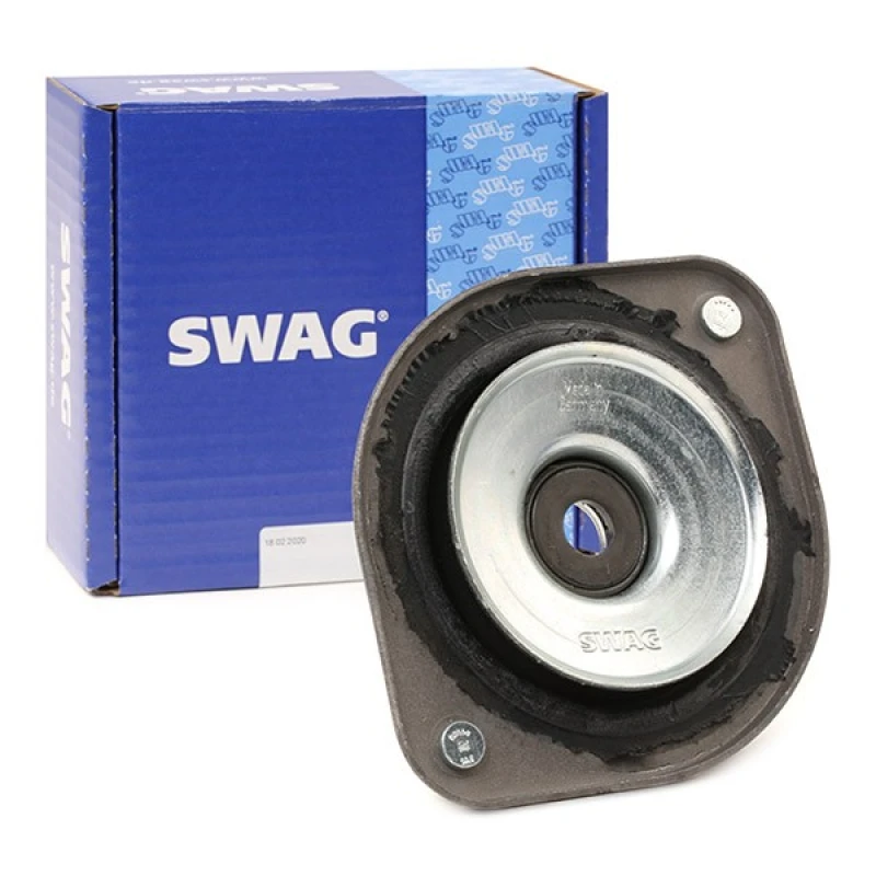 Image of SWAG 30 54 0015 Top strut mount Front Axle, with ball bearing Elastomer Suspension Strut Support Bearing (1180)
