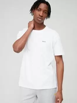 Image of BOSS Tape Regular Fit T-Shirt - White, Size L, Men