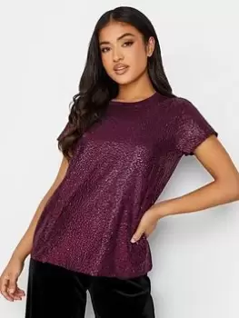 Image of PixieGirl Petite Sequin Front Tee - Red, Size 10, Women