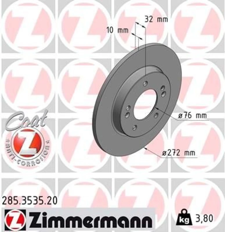 Image of ZIMMERMANN Brake disc ZIMMERMANN 285.3535.20